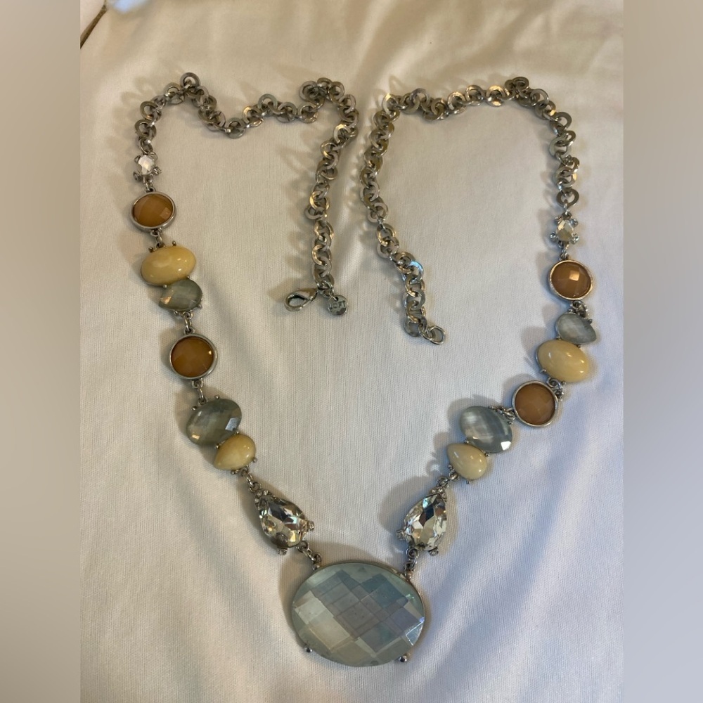 Loft Vintage Earth Tone Jeweled Statement Necklace